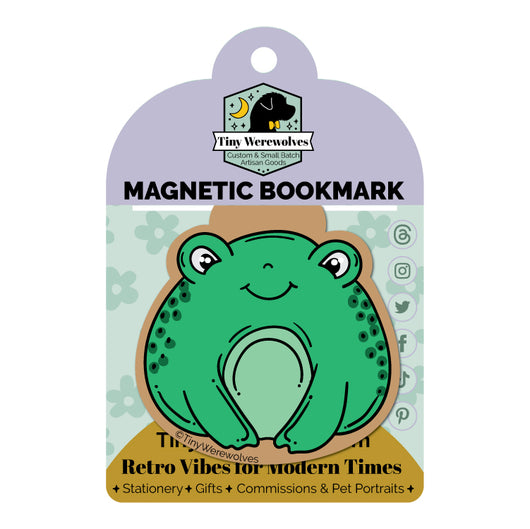 Original artwork by Tiny Werewolves | Frog Laminated Magnetic Bookmark in | Shop to get your gender neutral Magnetic Bookmark