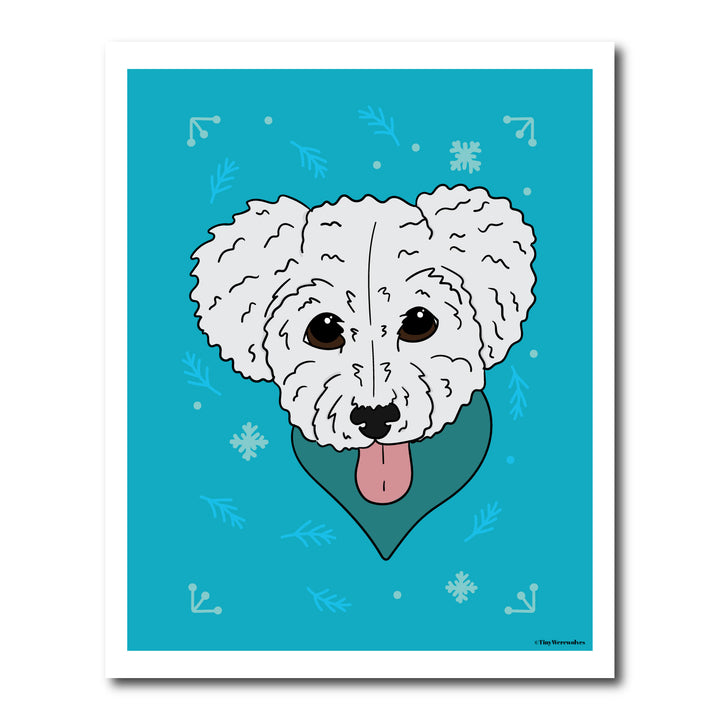 Custom Illustrated Holiday Pet Art Print