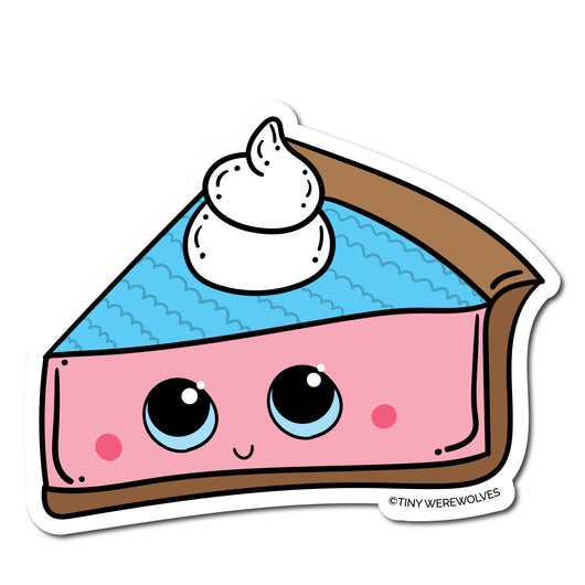 Original artwork by Tiny Werewolves | Trans Pie Sticker in 5" Sticker | Shop to get your gender neutral Sticker