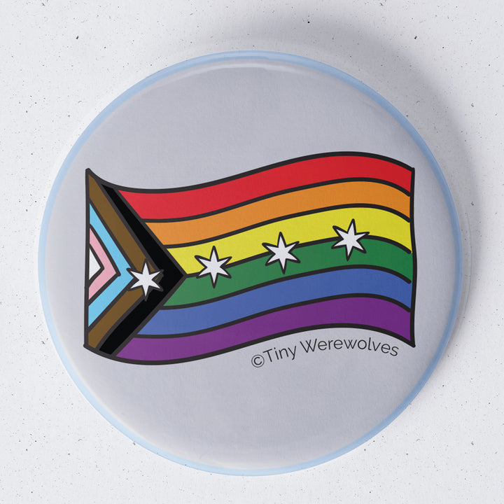 Chicago Progressive Rainbow Pride 1.75" Button Pin 1.75" Button