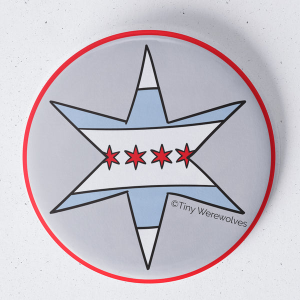 Chicago Star Flag 1.75" Button Pin 1.75" Button