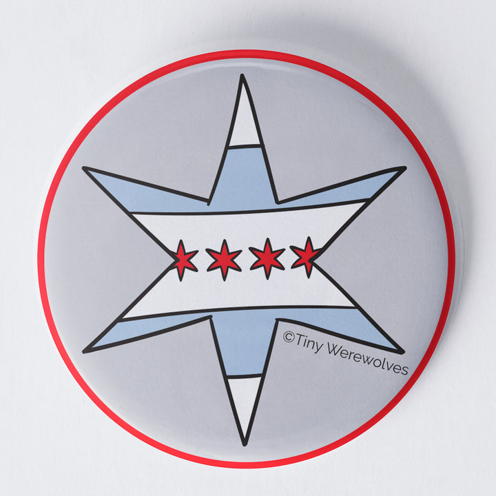 Chicago Star Flag 1.75" Button Pin