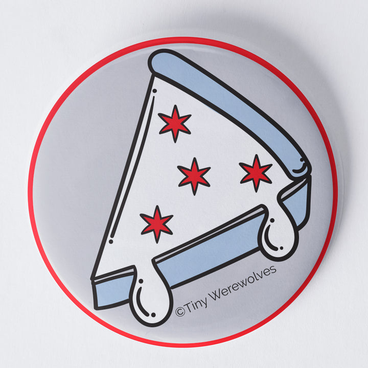 Chicago Deep Dish Pizza Flag 1.75" Button Pin