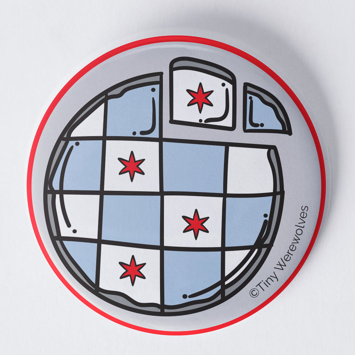 Chicago Thin Crust Pizza Flag 1.75" Button Pin