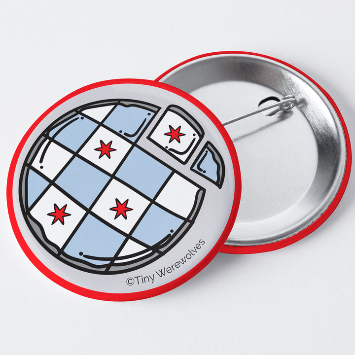 Chicago Thin Crust Pizza Flag 1.75" Button Pin