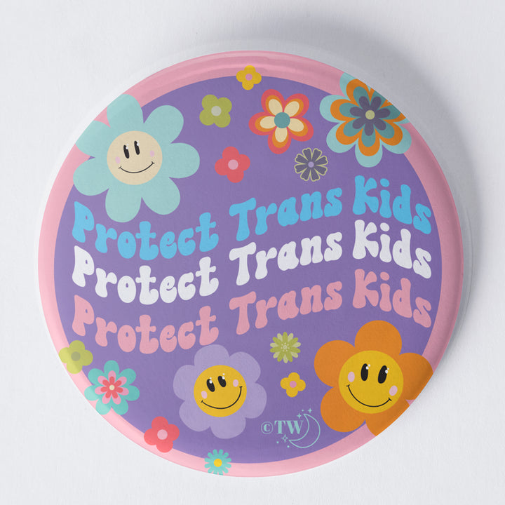 Retro Flower Protect Trans Kids 1.75" Button Pin