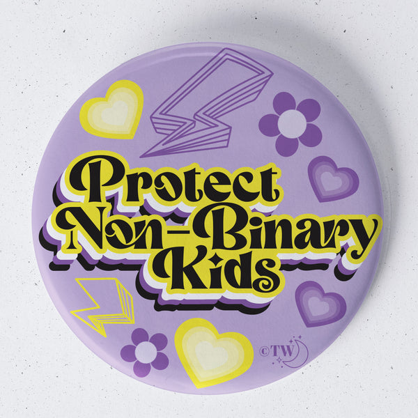 Retro Protect Non-Binary Kids 1.75" Button Pin 1.75" Button
