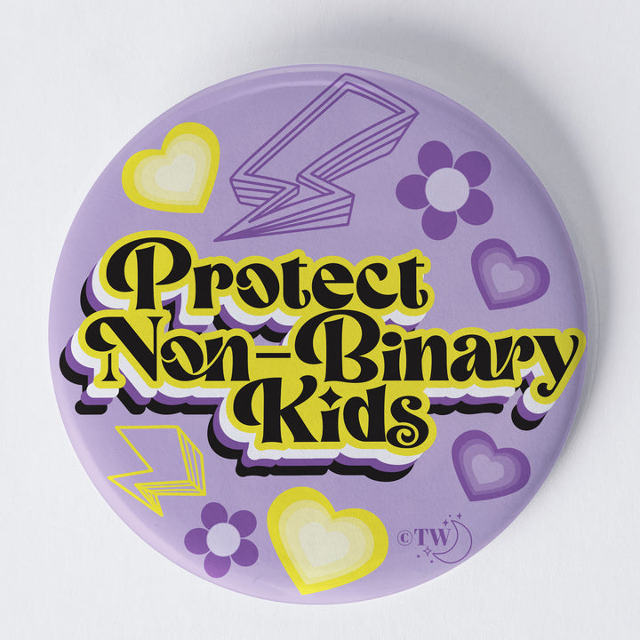 Retro Protect Non-Binary Kids 1.75" Button Pin