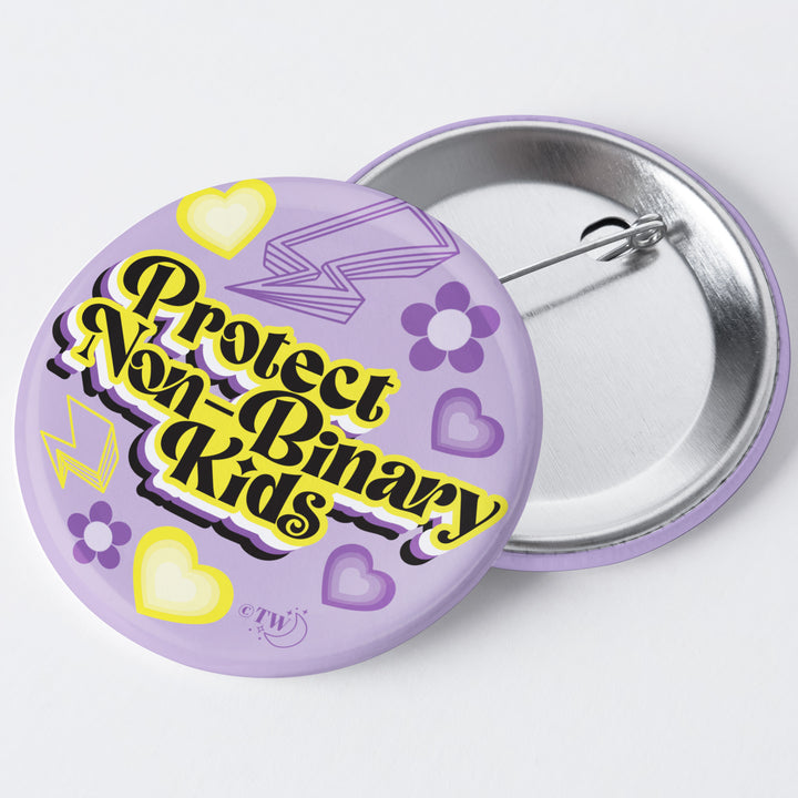 Retro Protect Non-Binary Kids 1.75" Button Pin