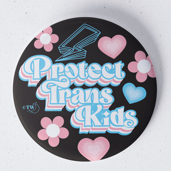 Retro Protect Trans Kids 1.75" Button Pin 1.75" Button