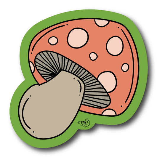Original artwork by Tiny Werewolves | Mushroom Sticker in 5" Sticker | Shop to get your gender neutral Sticker