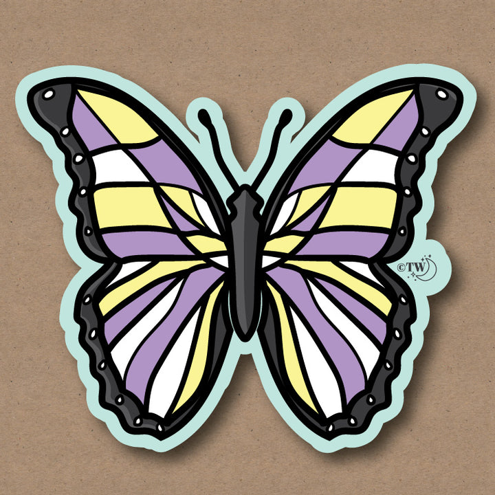 Non-Binary Pastel Butterfly Sticker