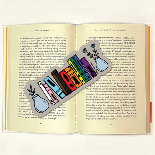 Original artwork by Tiny Werewolves | Progressive Bookshelf Pride Laminated Printed Bookmark in | Shop to get your gender neutral Laminated Bookmark