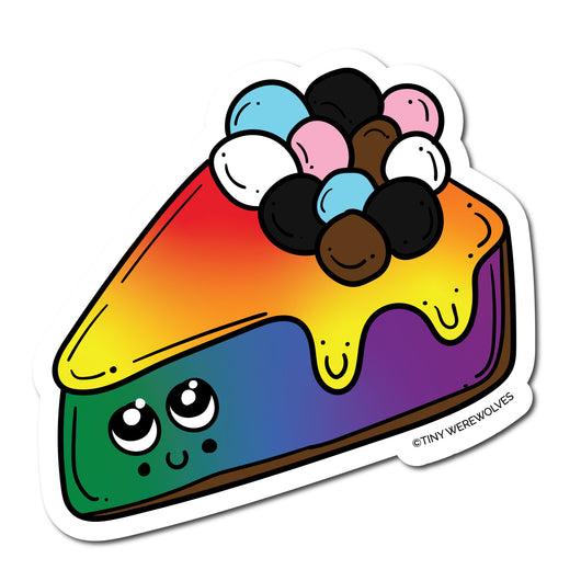Original artwork by Tiny Werewolves | Progressive Rainbow Pie Sticker in 5" Sticker | Shop to get your gender neutral Sticker