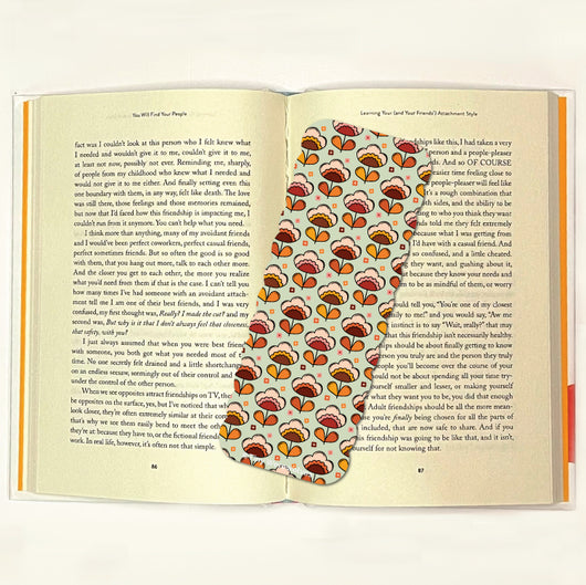 Original artwork by Tiny Werewolves | Retro Flower Laminated Printed Bookmark in | Shop to get your gender neutral Laminated Bookmark