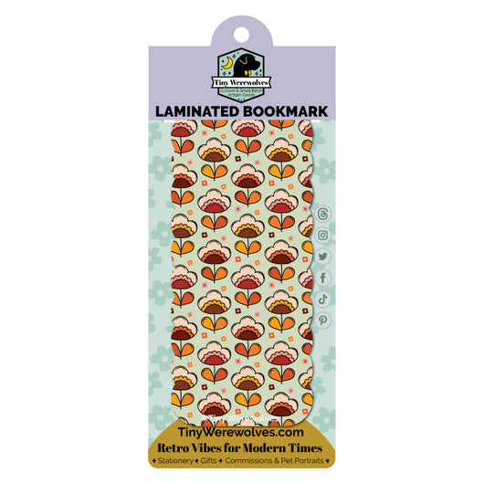 Original artwork by Tiny Werewolves | Retro Flower Laminated Printed Bookmark in | Shop to get your gender neutral Laminated Bookmark