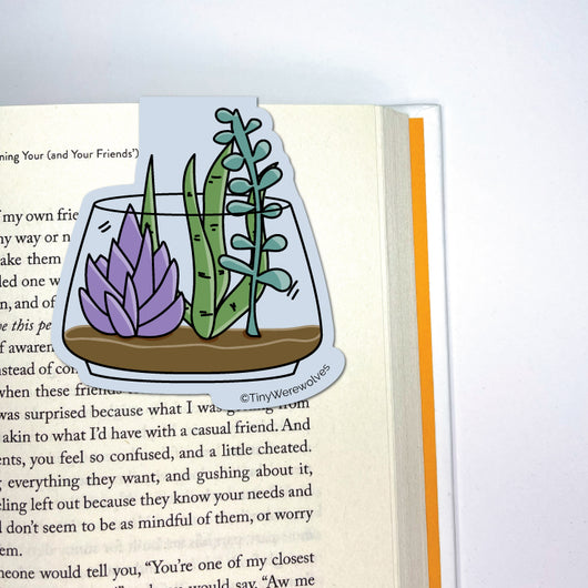 Original artwork by Tiny Werewolves | Succulent Laminated Magnetic Bookmark in | Shop to get your gender neutral Magnetic Bookmark