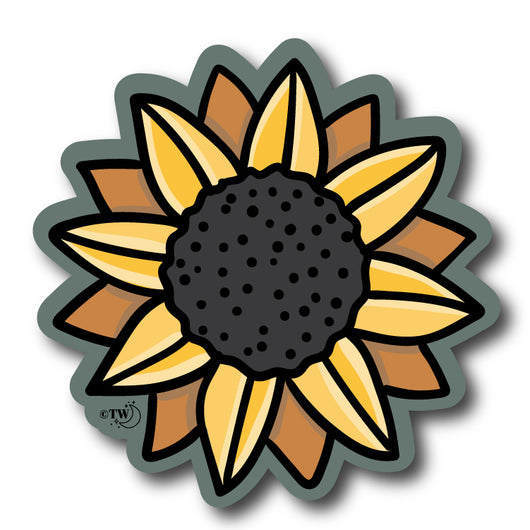 Original artwork by Tiny Werewolves | Sunflower Sticker in 5" Sticker | Shop to get your gender neutral Sticker