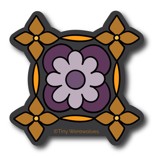 Original artwork by Tiny Werewolves | Violet Granny Square Sticker in | Shop to get your gender neutral Sticker