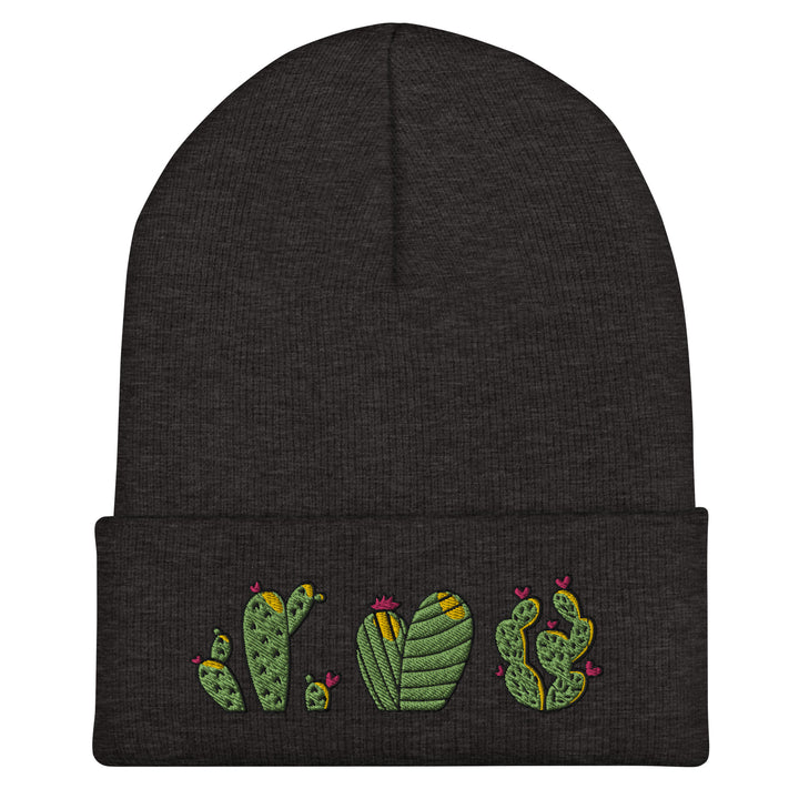 Original artwork by Tiny Werewolves | Cactus Trio Embroidered Cuffed Beanie in | Shop to get your gender neutral Cuffed Beanie