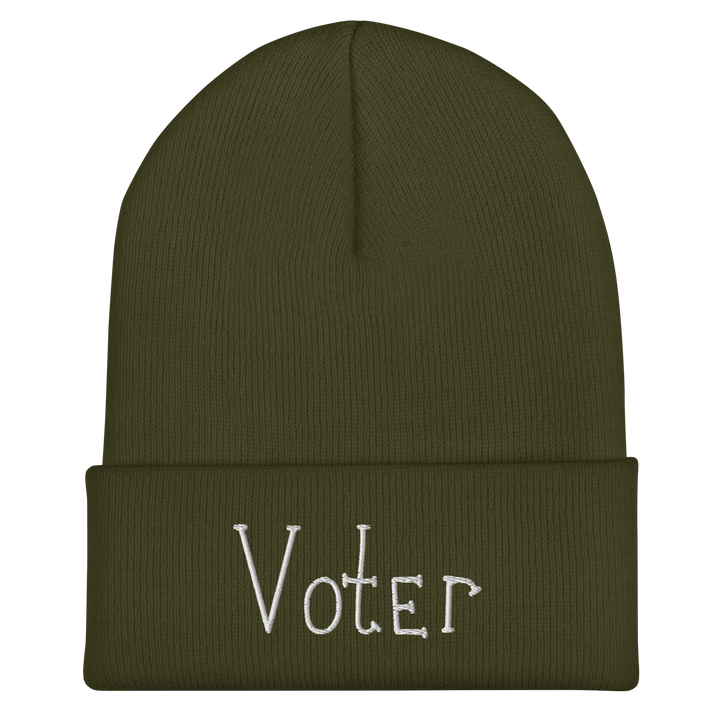 Original artwork by Tiny Werewolves | Voter Cuffed Beanie in | Shop to get your gender neutral Cuffed Beanie