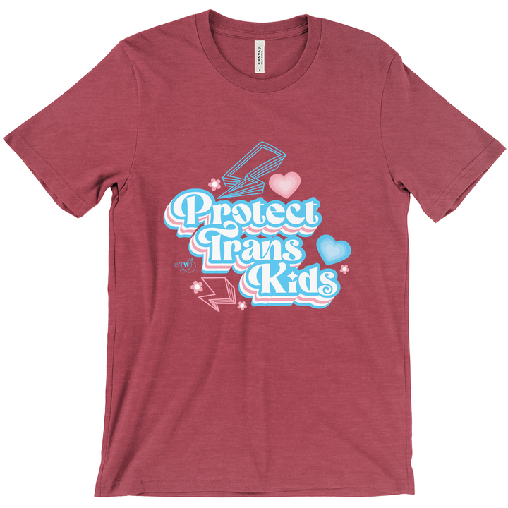 Retro Protect Trans Kids Unisex Fitted Tee Heather Raspberry