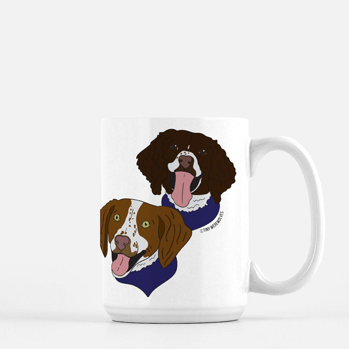 Custom Illustrated Pet Face Mug 2 Pets 15oz Mug
