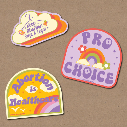 Original artwork by Tiny Werewolves | Pro Choice Sticker 3-Pack in 5" Sticker | Shop to get your gender neutral Sticker
