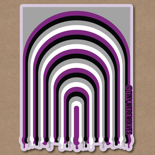 Original artwork by Tiny Werewolves | Asexual Dripping Rainbow Sticker in | Shop to get your gender neutral Sticker