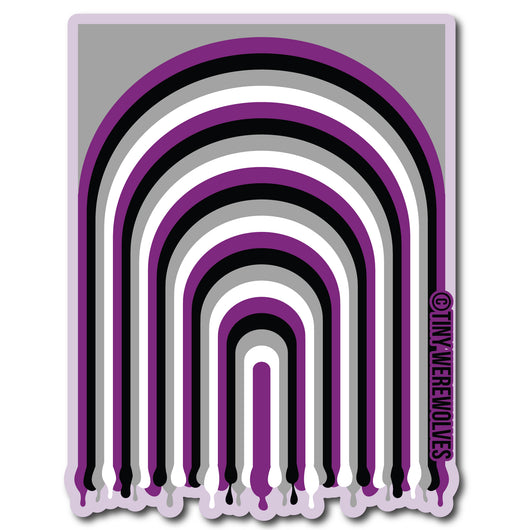 Original artwork by Tiny Werewolves | Asexual Dripping Rainbow Sticker in 5" Sticker | Shop to get your gender neutral Sticker