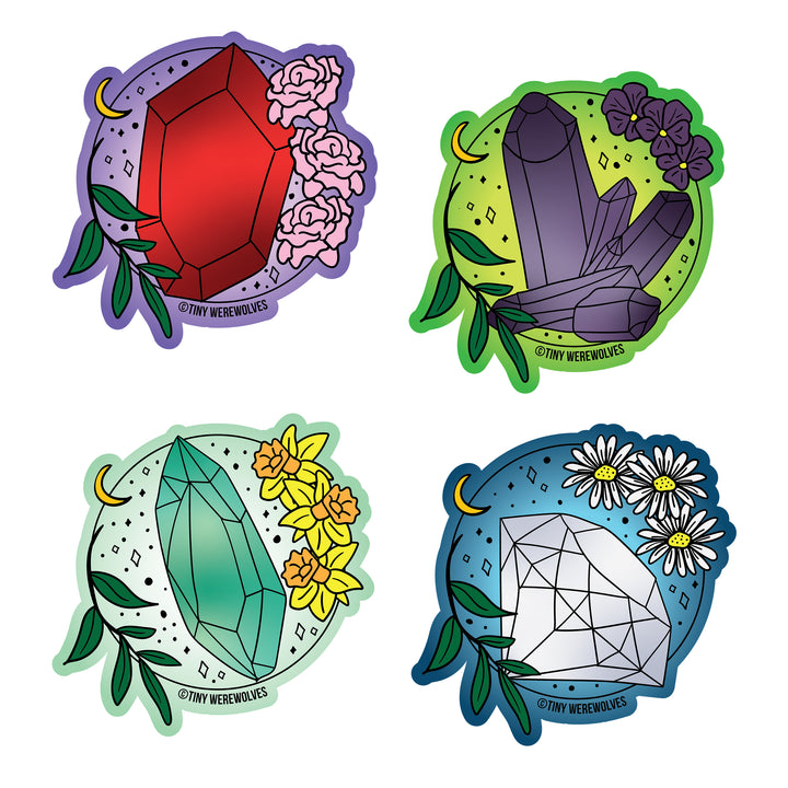 Crystal & Flower Birthstone Mini Sticker Pack