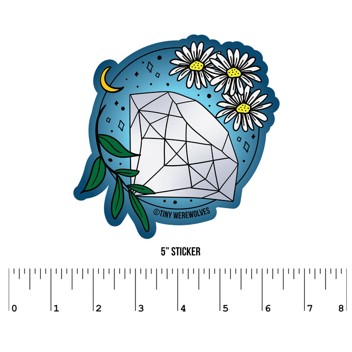 April Crystal & Flower Birthstone Sticker 5" Sticker