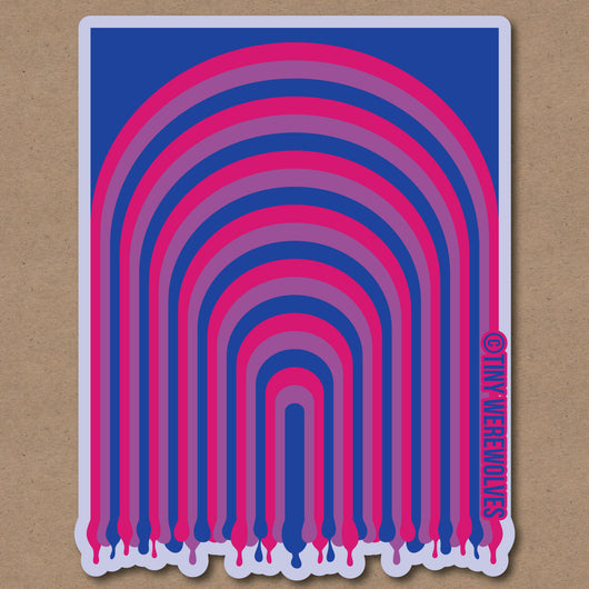 Original artwork by Tiny Werewolves | Bisexual Dripping Rainbow Sticker in | Shop to get your gender neutral Sticker