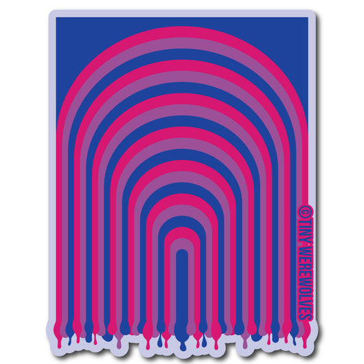 Original artwork by Tiny Werewolves | Bisexual Dripping Rainbow Sticker in 5" Sticker | Shop to get your gender neutral Sticker