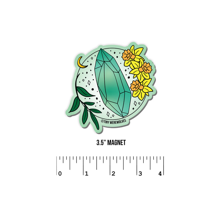 March Crystal & Flower Birthstone Magnet 3.5" Magnet