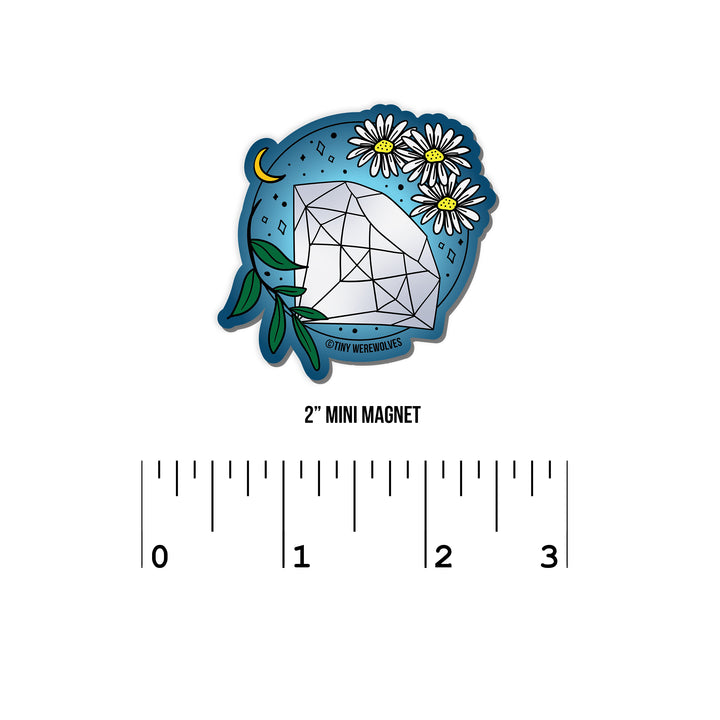 April Crystal & Flower Birthstone Magnet 2" Mini Magnet