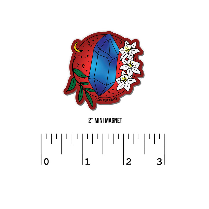 December Crystal & Flower Birthstone Magnet 2" Mini Magnet