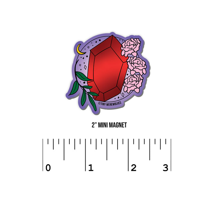 January Crystal & Flower Birthstone Magnet 2" Mini Magnet