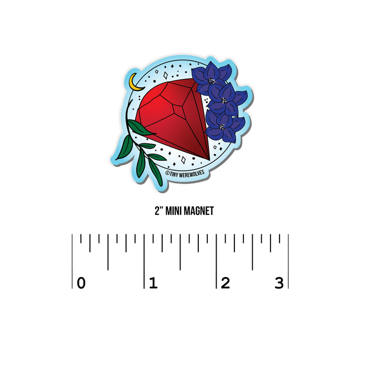 July Crystal & Flower Birthstone Magnet 2" Mini Magnet