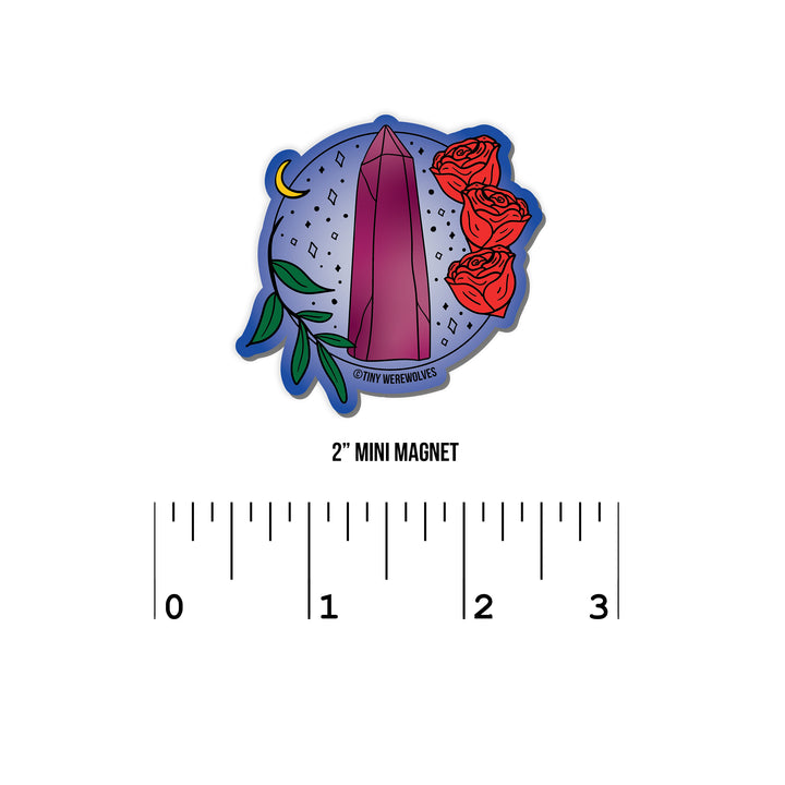 June Crystal & Flower Birthstone Magnet 2" Mini Magnet