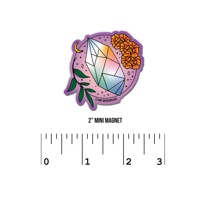 October Crystal & Flower Birthstone Magnet 2" Mini Magnet