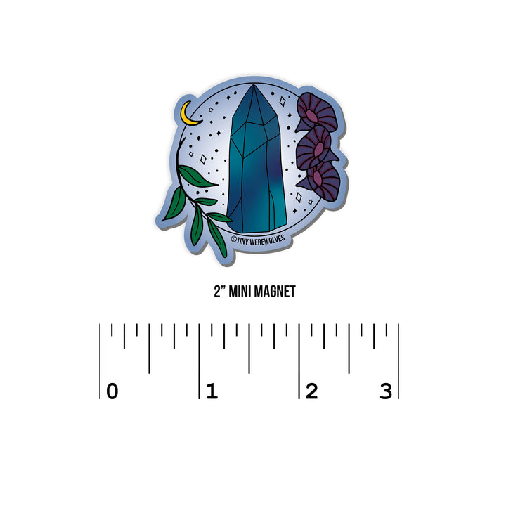 September Crystal & Flower Birthstone Magnet 2" Mini Magnet