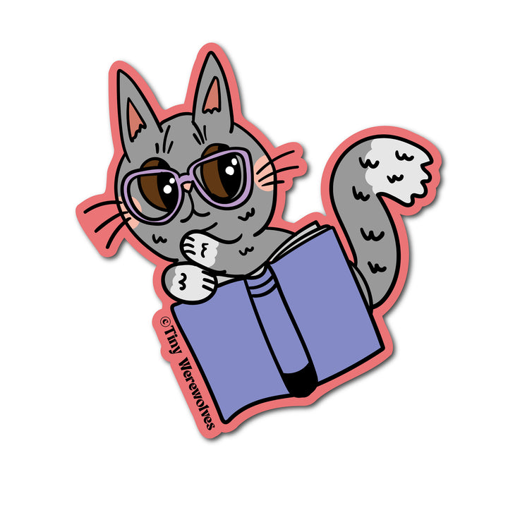Book Kitties Stickers Grey Cat