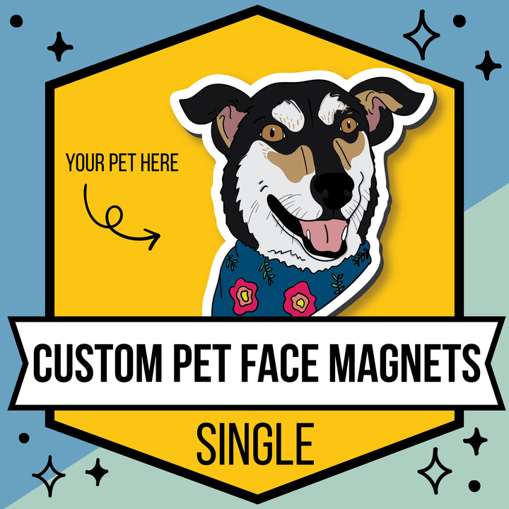 Custom Illustrated Pet Face Magnet 1 Pet