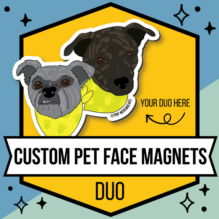 Custom Illustrated Pet Face Magnet 2 Pets