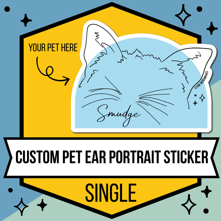 Custom Illustrated Pet Ear Sticker 1 Pet