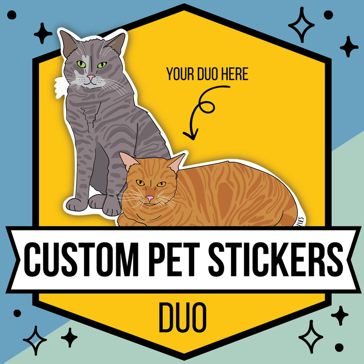 Custom Illustrated Pet Sticker 2 Pets