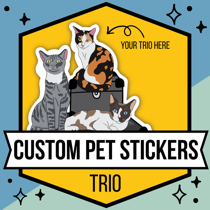 Custom Illustrated Pet Sticker 3 Pets
