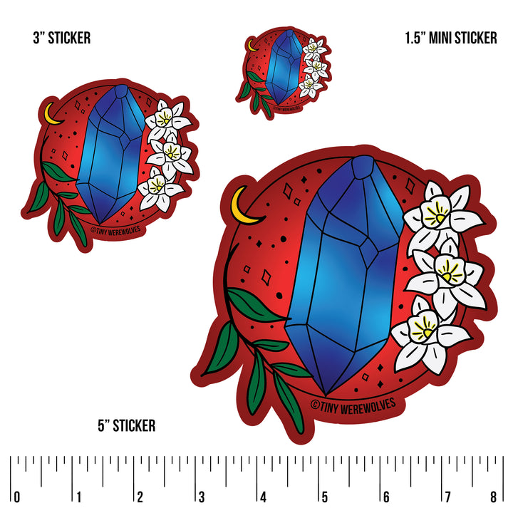 December Crystal & Flower Birthstone Sticker