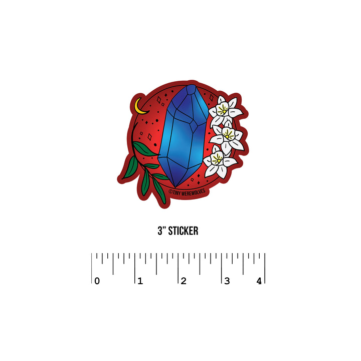 December Crystal & Flower Birthstone Sticker 3" Sticker